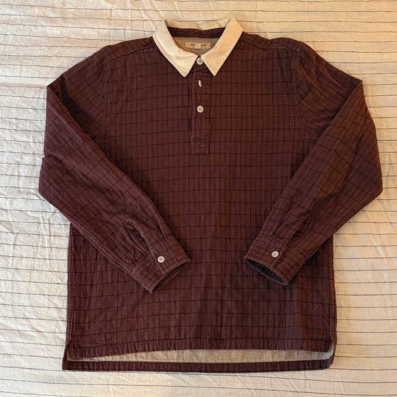 Madewell Other - Madewell Burgundy Check Rugby Polo with Cream Collar